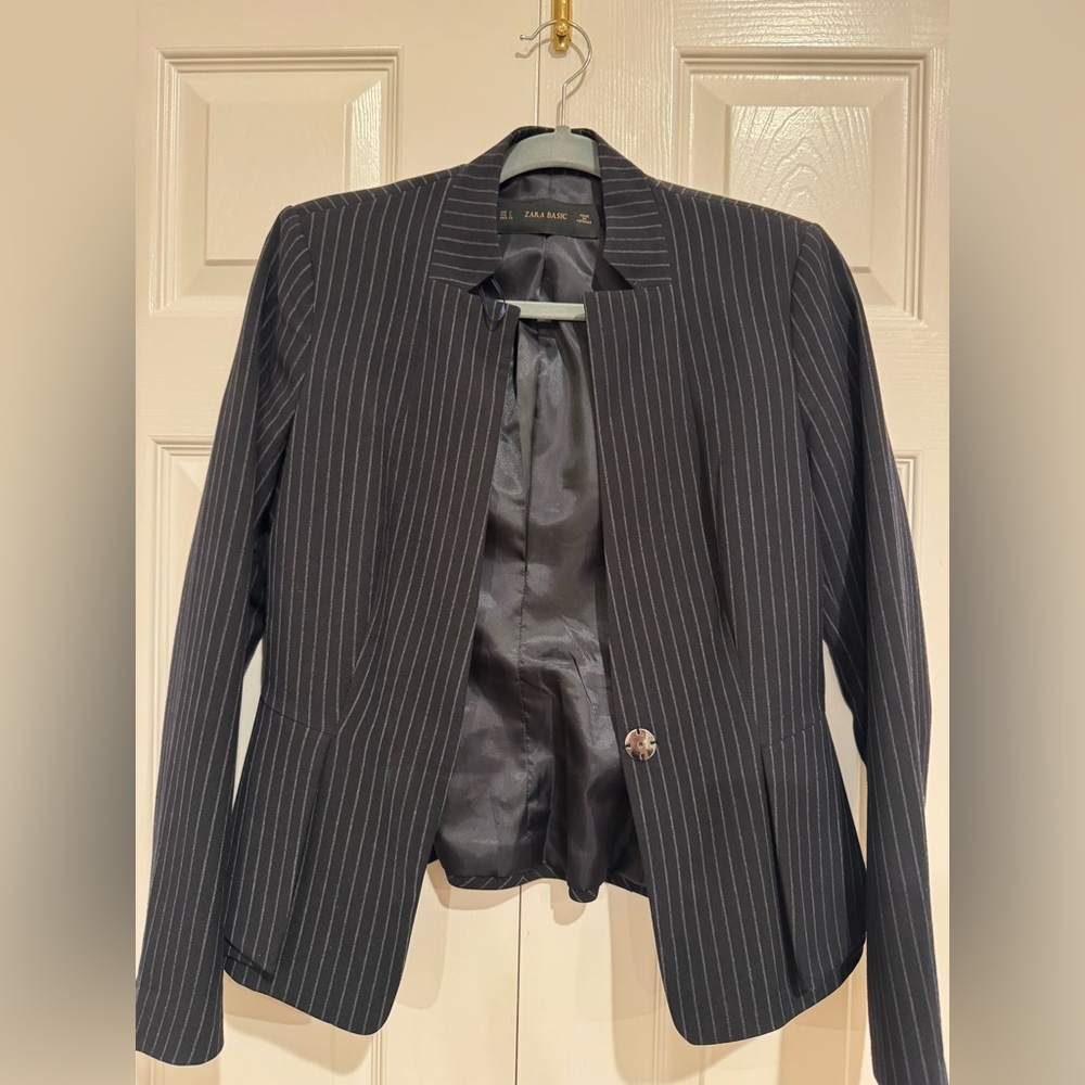 Zara Basic Navy Striped Jacket
